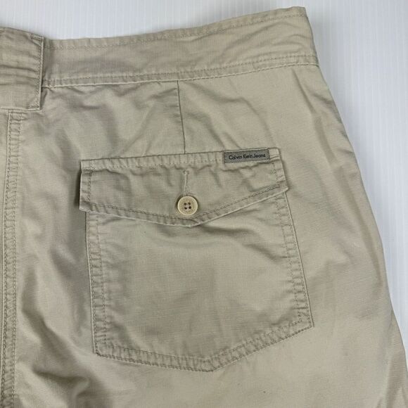 Calvin Klein Jeans Cropped Pants Cream Beige Khaki Cotton Size 12 - Picture 3 of 12
